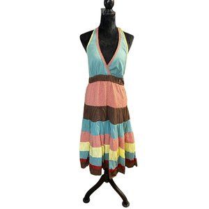 Vintage BCBG Max Azaria Halter BoHo Sundress Size Medium